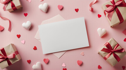 Composition with blank card and gifts for Valentines DAY