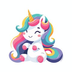 Colorful isolate cute unicorn. Vector illustration.