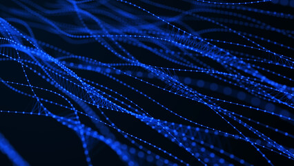 Dna is made of moving waves and particles. The concept of a genetic cell. 3d rendering