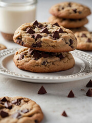 Irresistible Sweet Indulgence, Classic Chocolate Chip Cookie on White.