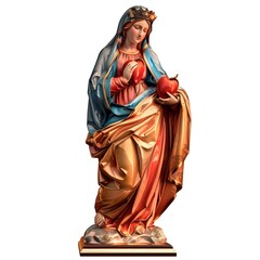statue of mary with red hearts on white background Generative AI 