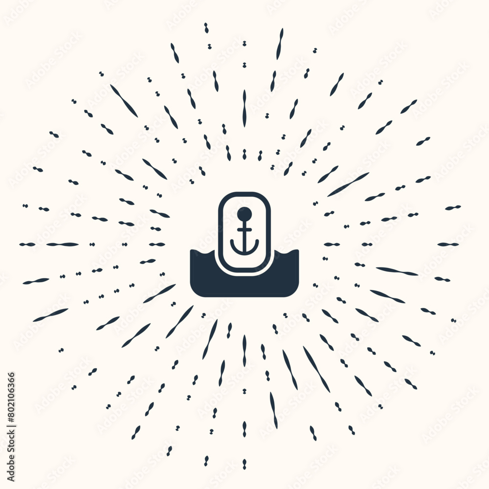 Poster grey map pointer with anchor icon isolated on beige background. abstract circle random dots. vector