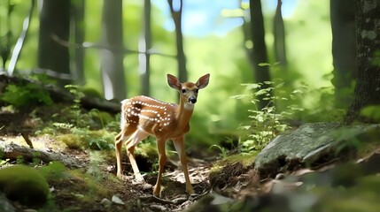 Fawn in the forest. Beautiful fawn in the forest.