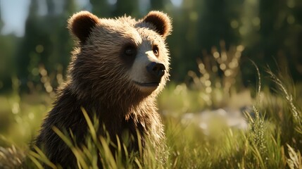 Brown bear (Ursus arctos) in summer forest
