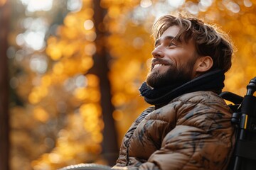 Fototapeta premium Bearded Man Sitting in Chair