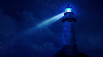 a lighthouse standing tall amidst the darkness. Generative AI