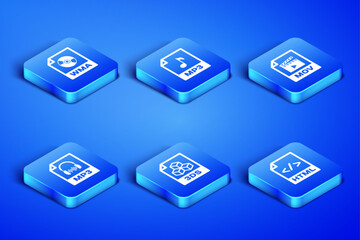 Set HTML file document, WMA, 3DS, MP3, and MOV icon. Vector