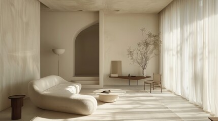 Minimalist Interior Neutral Tones: A photo of a minimalist interior with neutral tones