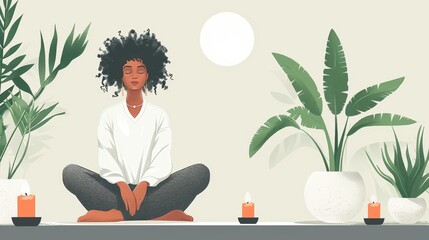 Minimalist Lifestyle Wellness: An illustration representing a minimalist lifestyle that prioritizes wellness