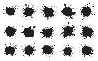 Set of black splashes.Ink stains, black paint, design elements set. Vector paint splashes. Vector illustration