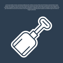 Blue line Shovel toy icon isolated on blue background. Vector