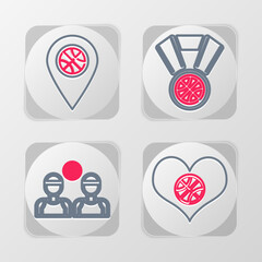 Set line Shield in the basketball ball, Basketball player, Stopwatch with and Planning strategy concept icon. Vector