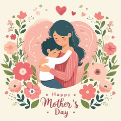 mothers day boy and mom vector 