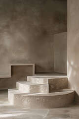 A staircase is shown in a room with a tan wall