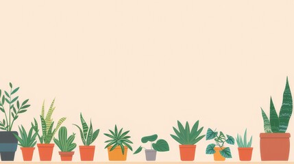 Potted Plants with Ample Space for Text
