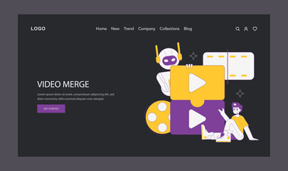 ai for video creation. Flat Vector Illustration