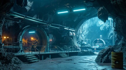 An underground laboratory established by a genius child to study the geological forces behind natural disasters like lava and magma eruptions in an industrialized world , 8k