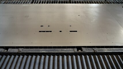 Metalworking at the factory, laser cutting of steel blanks. Automatic laser cutting or metal...