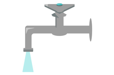 蛇口から勢いよく水が出る。ベクターイラスト