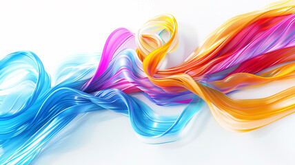 Dynamic waves of vibrant colors swirling and intertwining over a pristine white backdrop