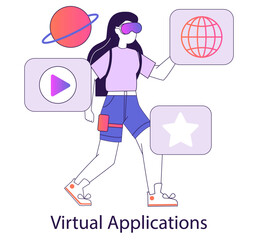 ar and vr2. Flat Vector Illustration