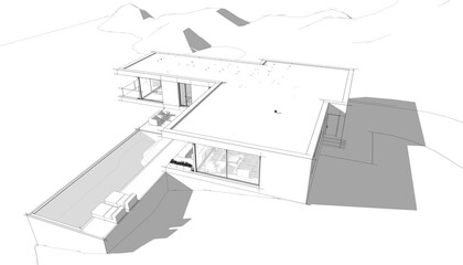 house building sketch architecture 3d illustration