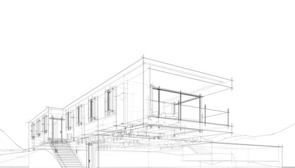 architectural sketch of a house