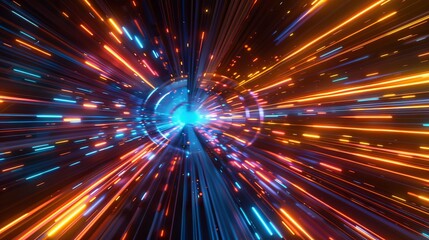 Abstract High Speed Technology Motion Blur on Screen - Futuristic Digital Display Concept