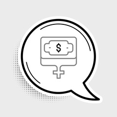 Line Money growth woman icon isolated on grey background. Income concept. Business growth. Investing, savings and managing money concept. Colorful outline concept. Vector