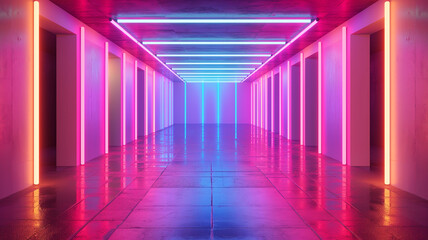 corridor with neon light