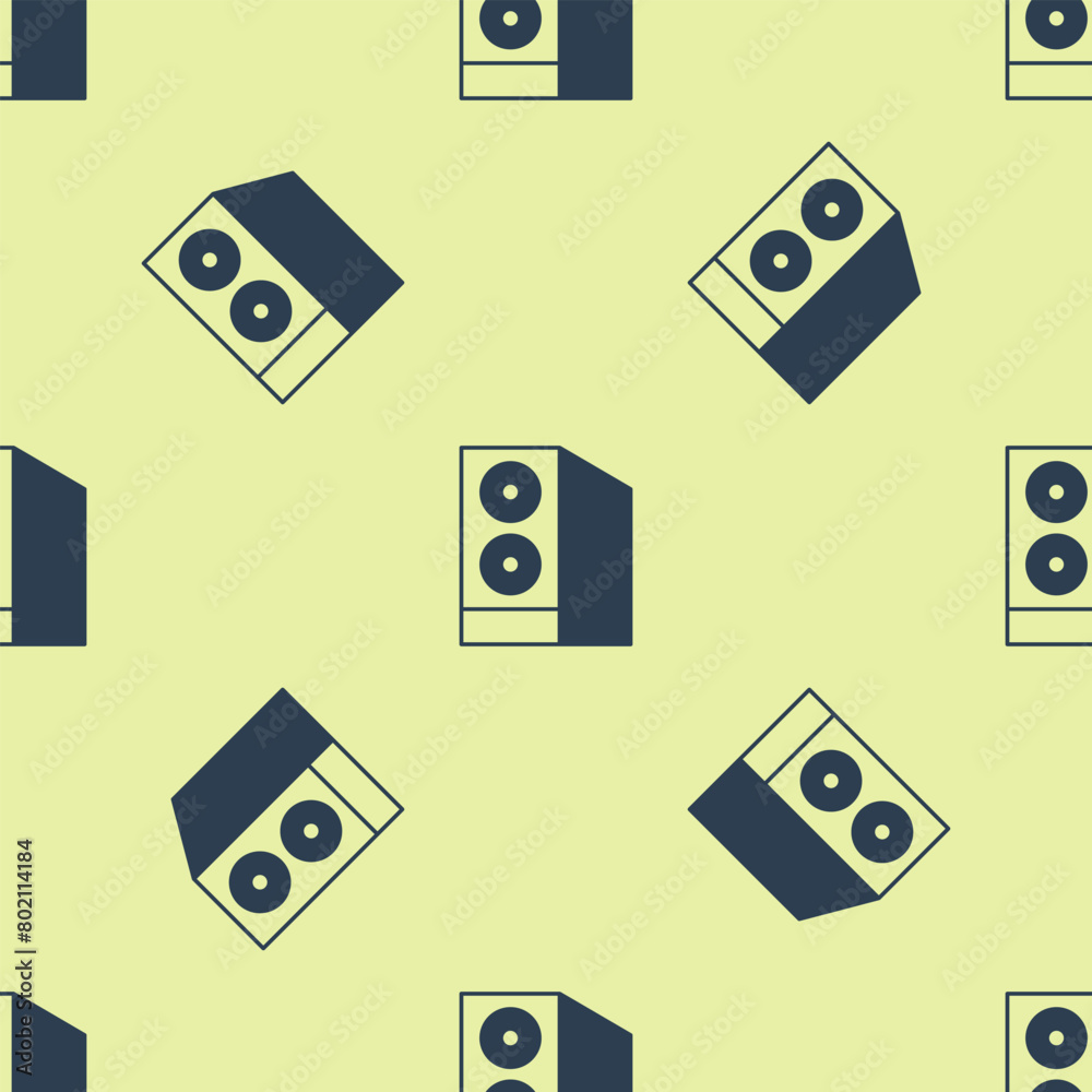 Poster blue case of computer icon isolated seamless pattern on yellow background. computer server. workstat