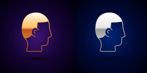 Gold and silver Hairstyle for men icon isolated on black background. Vector