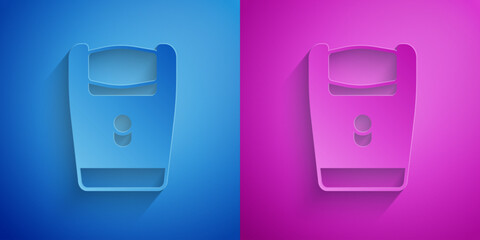 Paper cut Electric razor blade for men icon isolated on blue and purple background. Electric shaver. Paper art style. Vector