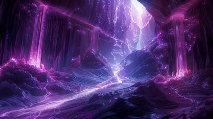 Explore the depths of a cyber canyon, where the walls are adorned with glowing veins of nuclear fusionpowered crystals