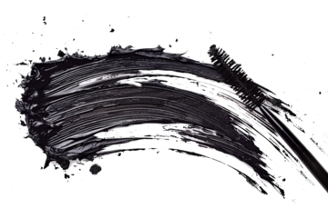 Mascara smudge isolated on background, mascara wand swatch, Beauty eye makeup smeared.