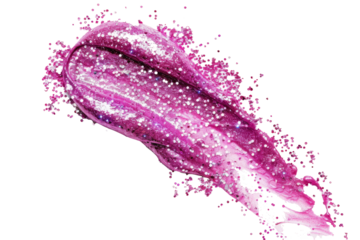 Glitter lip gloss smudge isolated on background, lip gloss applicator swatch, Beauty lip makeup smeared.