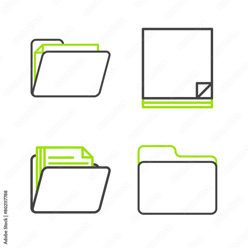 Poster set line document folder, file document and icon. vector