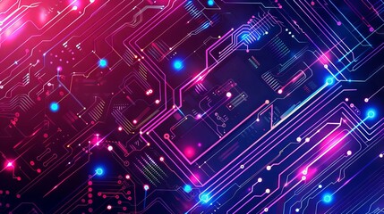 Obraz premium Modern Futuristic Circuit Board Vector Banner Design for Technology and Engineering