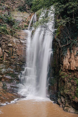 Fototapeta premium View on the Leghvtakhevi waterfall, located in Tbilisi Old town (Georgia)