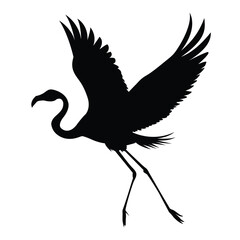 Obraz premium silhouette of a flying flamingo on white