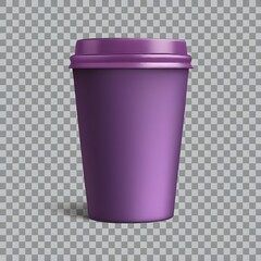  Purple realistic purple mockup of paper cup with lid on transparent background