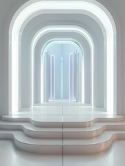 Futuristic Architectural Platform Design in Pristine White. Generative ai