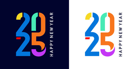 2025 new year logo design with modern connected number typography
