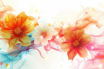 Summer abstract background with orange flowers.