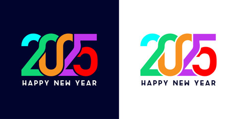 2025 new year celebration logo design with colorful modern number typography