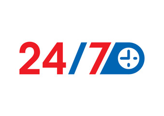 24-7 service logo on white background. 24-7 logo