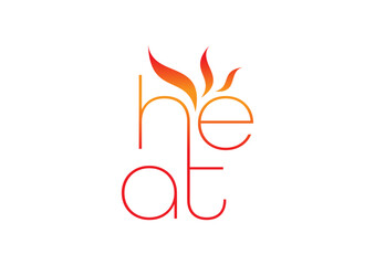 thin word heat. heat word and flame concept