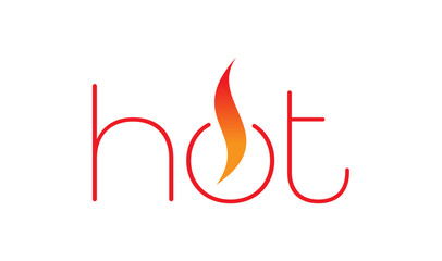 thin word hot and flame symbol