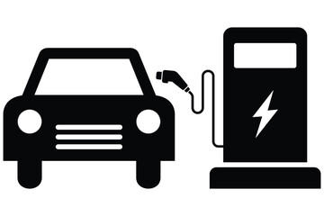 Electric Vehicle icon, Electric vehicle charging station for ecosystem, Renewable Energy and renewable natural gas