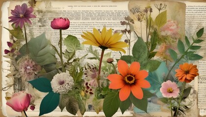 Enchanting Whimsical Botanical Collage With A Mix  3